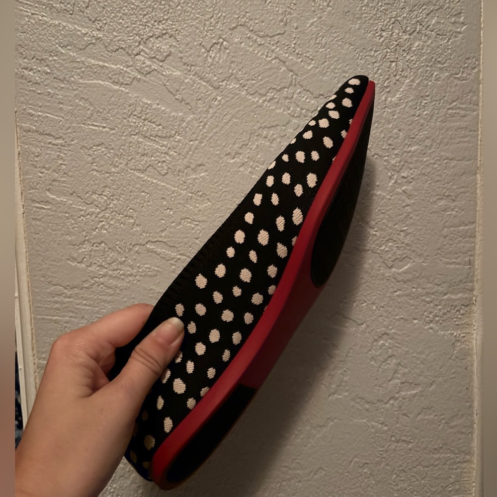 Vivaia Aria Abstract Black and White Polka Dot Flats Red Sole Size 43 US 11 EUC - Picture 4 of 4